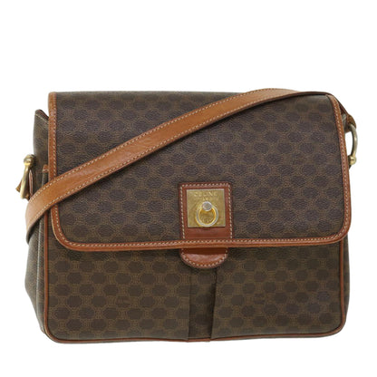 Luxury CELINE Macadam Canvas Shoulder Bag PVC Leather Brown  ki3561