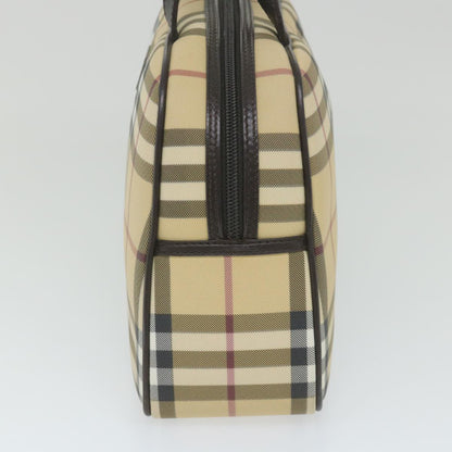Luxury Burberry Nova Check Hand Bag PVC Leather Beige Auth ki3649