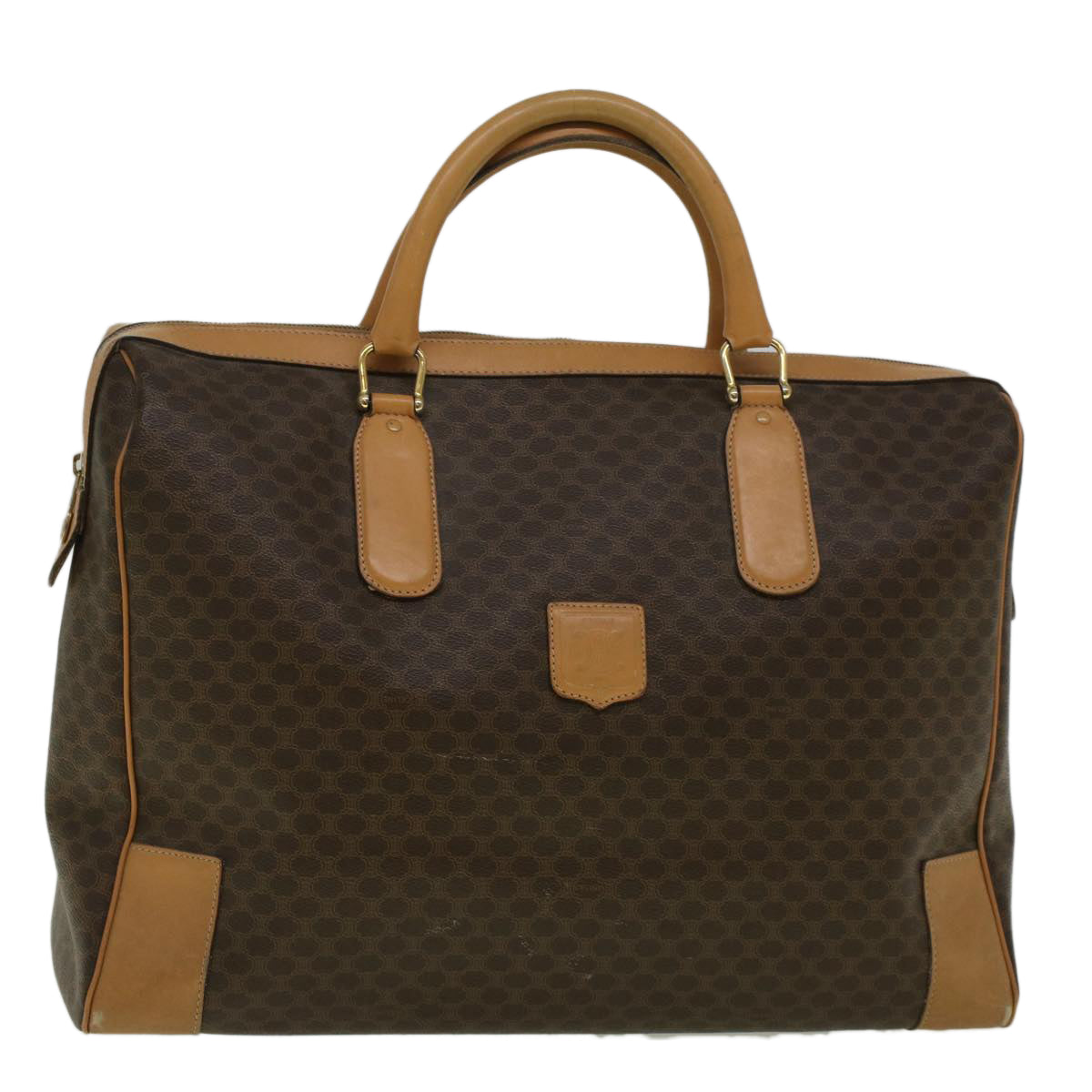 Luxury CELINE Macadam Canvas Boston Bag PVC Leather Brown  ki3691
