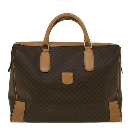 Luxury CELINE Macadam Canvas Boston Bag PVC Leather Brown  ki3691