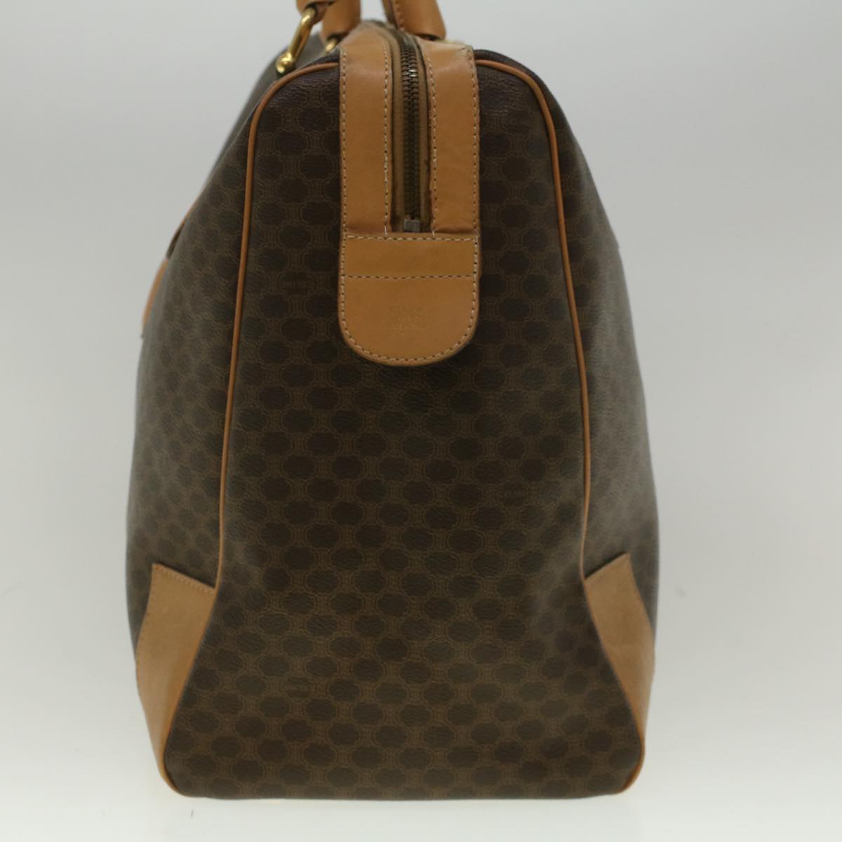 Luxury CELINE Macadam Canvas Boston Bag PVC Leather Brown  ki3691