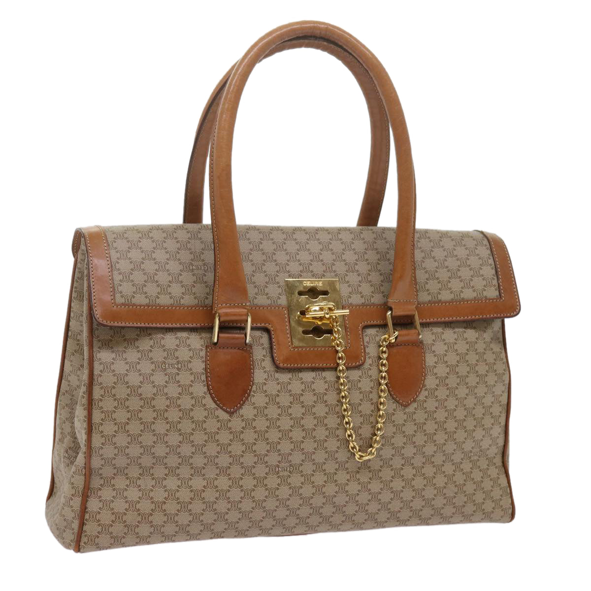 Luxury CELINE Macadam Canvas Hand Bag Beige  ki3925