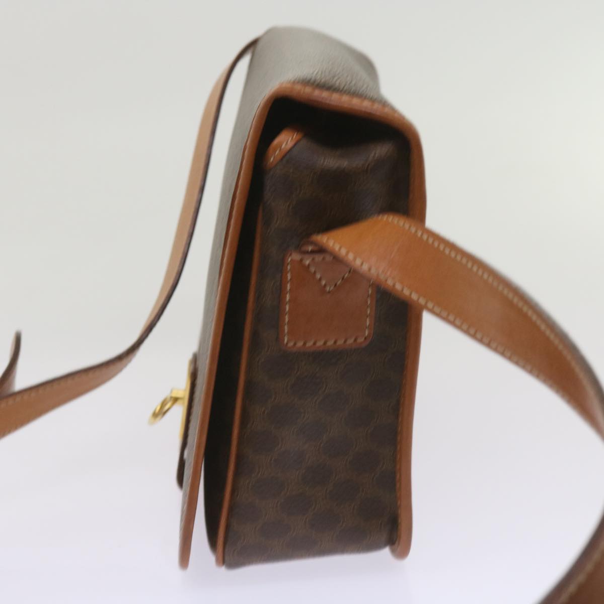 Luxury CELINE Macadam Canvas Shoulder Bag PVC Leather Brown  ki4109