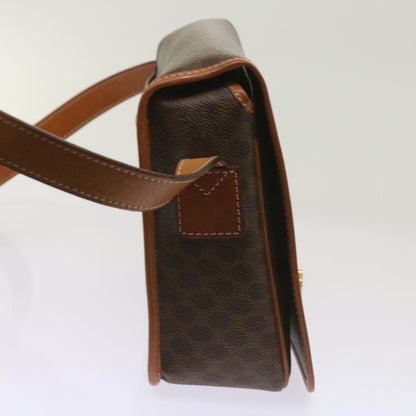 Luxury CELINE Macadam Canvas Shoulder Bag PVC Leather Brown  ki4109