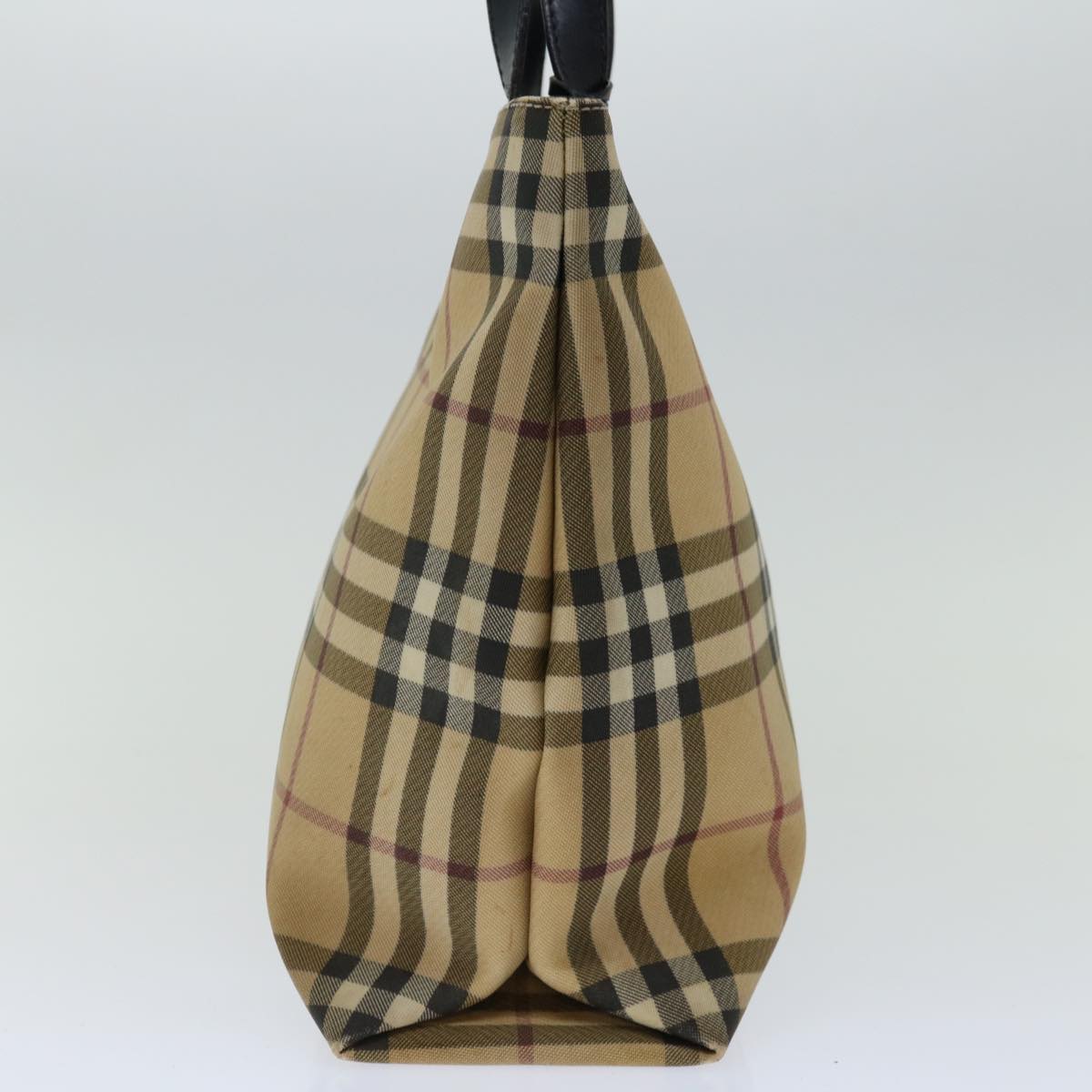 Luxury Burberry Nova Check Hand Bag PVC Beige Auth ki4182