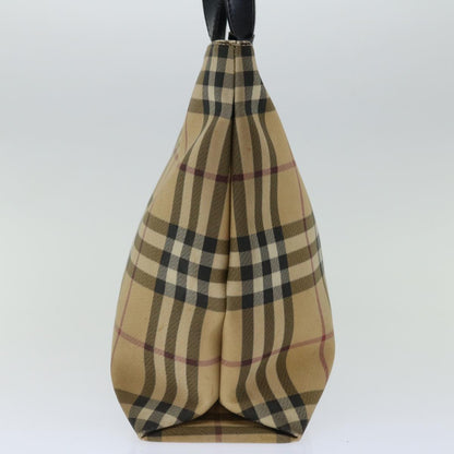 Luxury Burberry Nova Check Hand Bag PVC Beige Auth ki4182