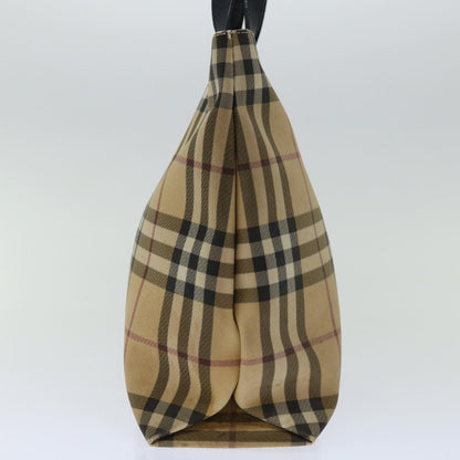 Luxury Burberry Nova Check Hand Bag PVC Beige Auth ki4182