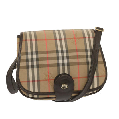 Luxury BurberrySs Nova Check Shoulder Bag Canvas Beige Auth ki4186