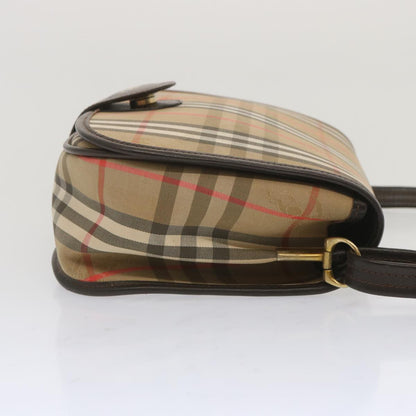 Luxury BurberrySs Nova Check Shoulder Bag Canvas Beige Auth ki4186