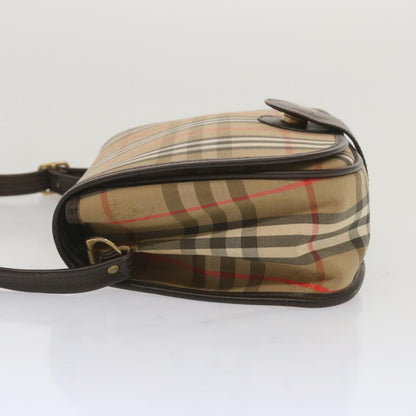 Luxury BurberrySs Nova Check Shoulder Bag Canvas Beige Auth ki4186