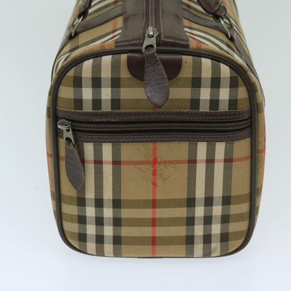 Luxury BurberrySs Nova Check Boston Bag Canvas Beige Auth ki4187