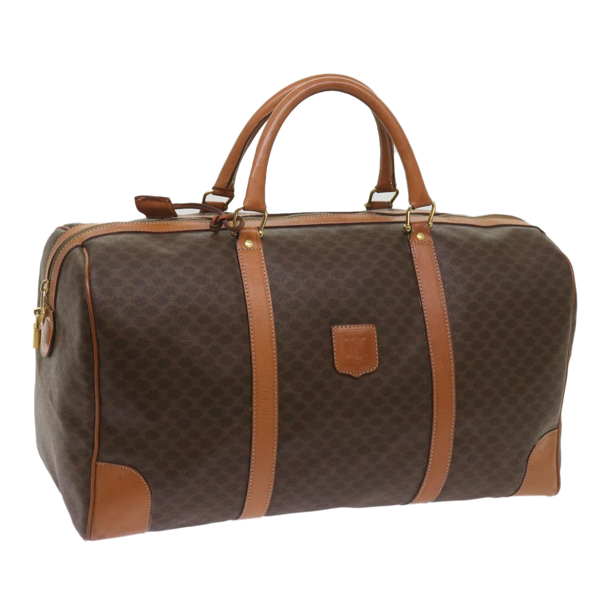 Luxury CELINE Macadam Canvas Boston Bag PVC Brown  ki4225