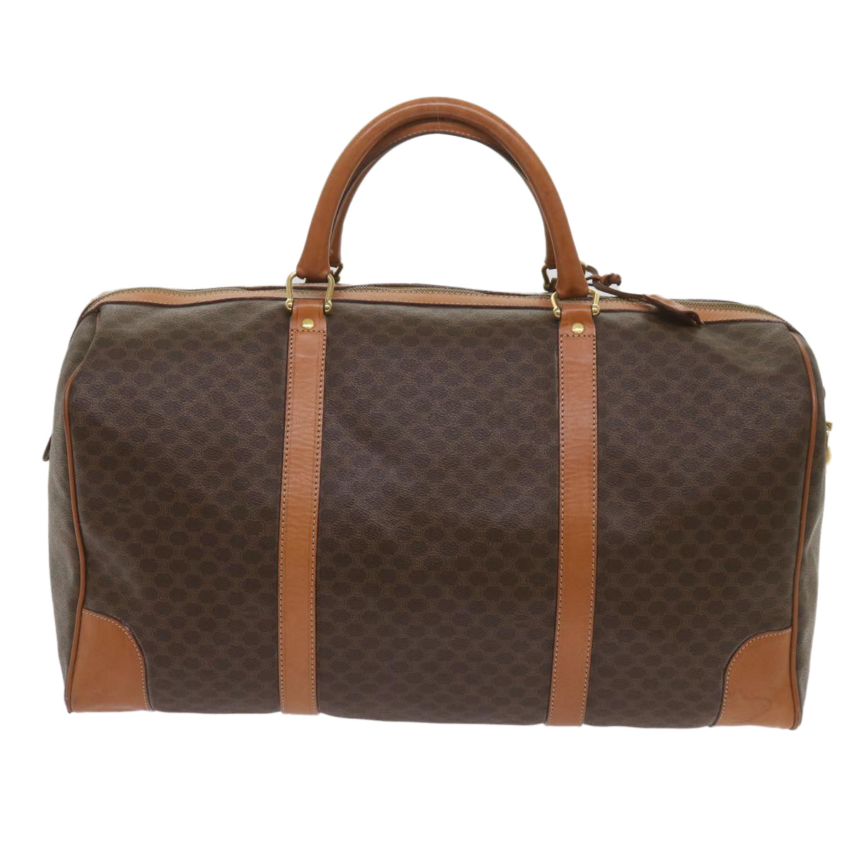 Luxury CELINE Macadam Canvas Boston Bag PVC Brown  ki4225