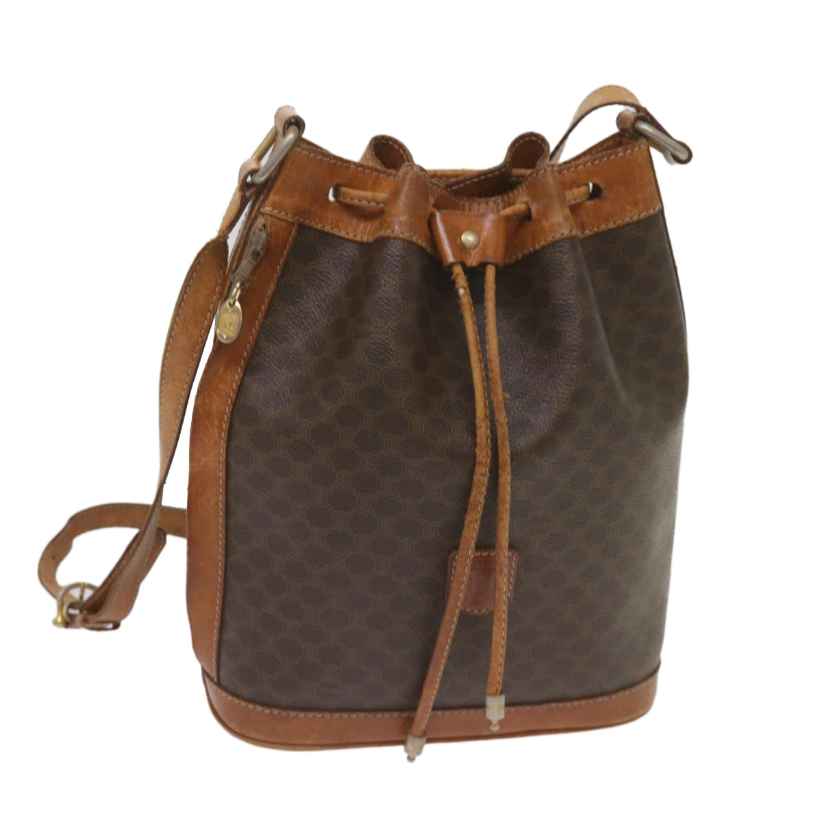 Luxury CELINE Macadam Canvas Shoulder Bag PVC Leather Brown  ki4237