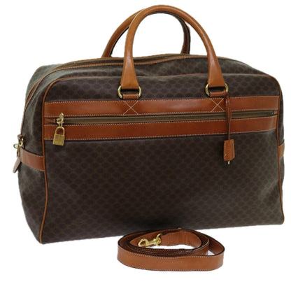 Luxury CELINE Macadam Canvas Boston Bag PVC 2way Brown  ki4248