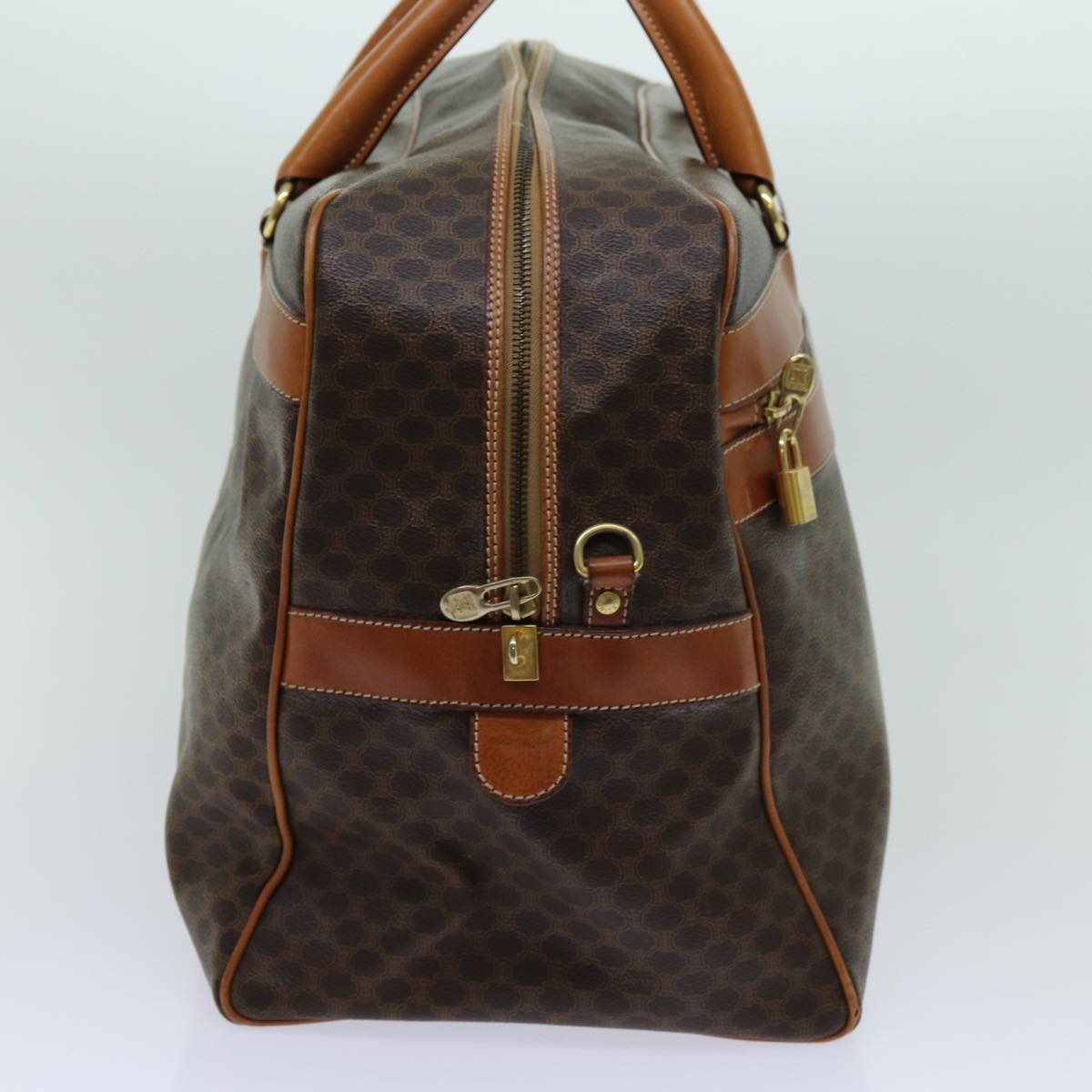Luxury CELINE Macadam Canvas Boston Bag PVC 2way Brown  ki4248