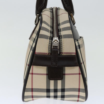 Luxury Burberry Nova Check Hand Bag Nylon Beige Auth ki4265