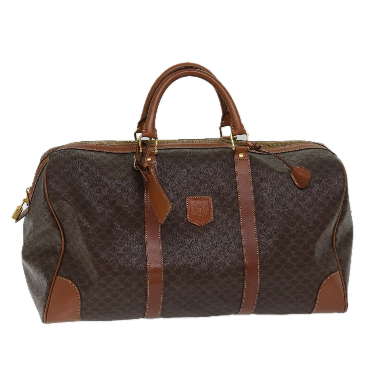 Luxury CELINE Macadam Canvas Boston Bag PVC Brown  ki4356