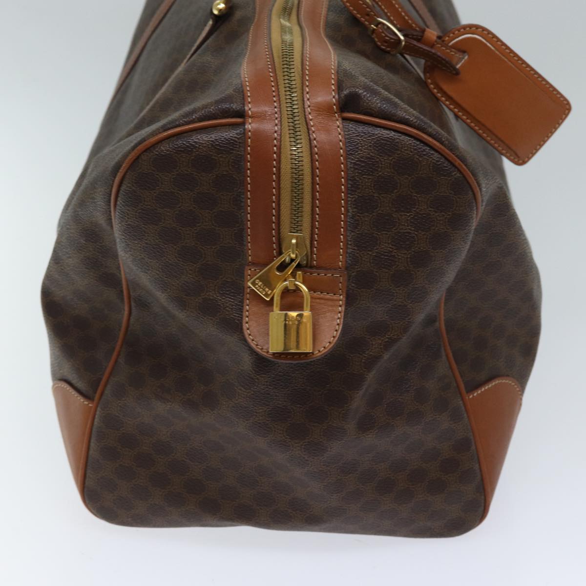 Luxury CELINE Macadam Canvas Boston Bag PVC Brown  ki4356