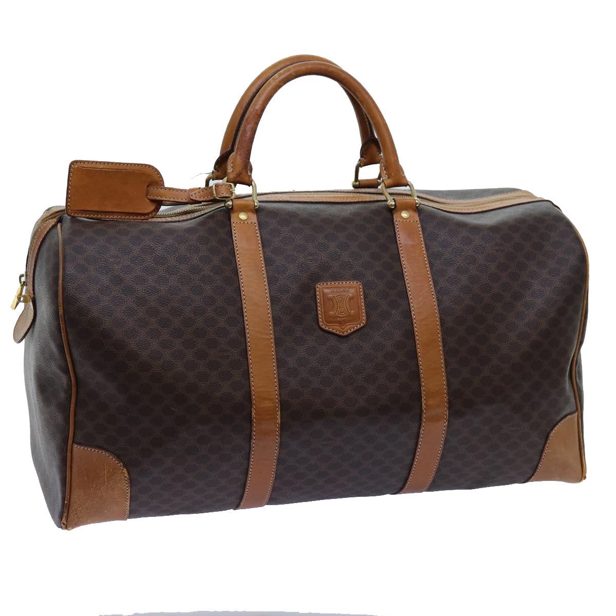 Luxury CELINE Macadam Canvas Boston Bag PVC Brown  ki4386