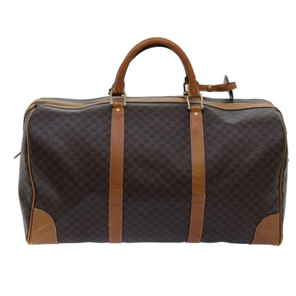 Luxury CELINE Macadam Canvas Boston Bag PVC Brown  ki4386