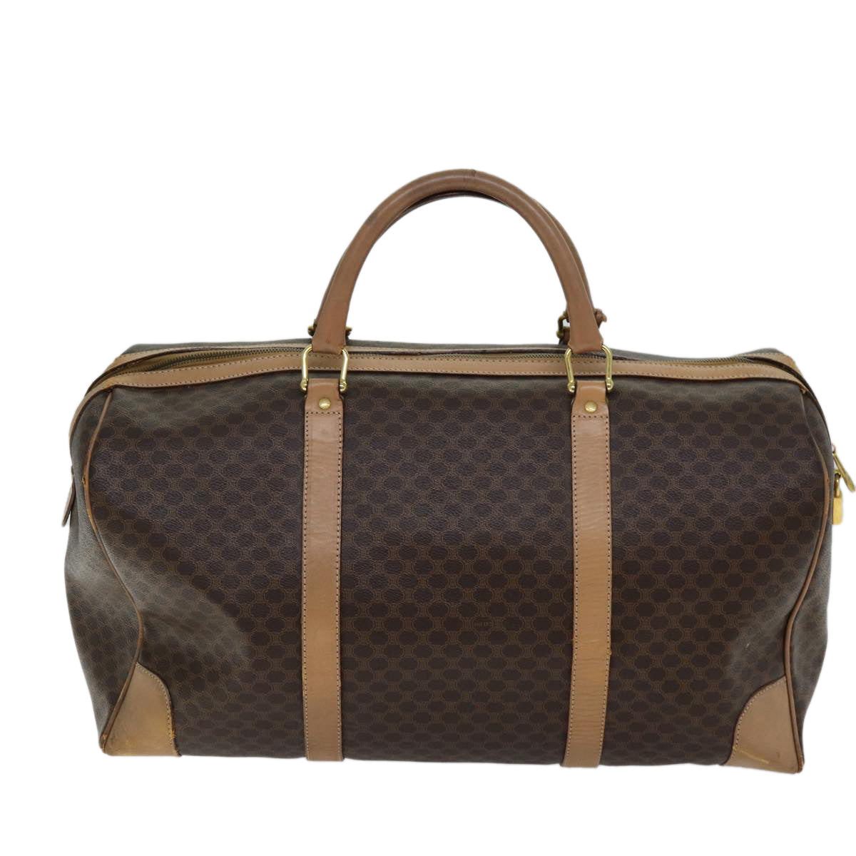 Luxury CELINE Macadam Canvas Boston Bag PVC Brown  ki4391