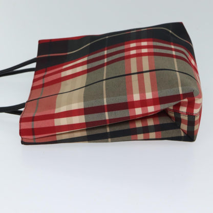 Luxury Burberry Nova Check Hand Bag Canvas Red Black Auth ki4392
