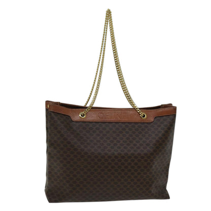 Luxury CELINE Macadam Canvas Chain Tote Bag PVC Brown  ki4403