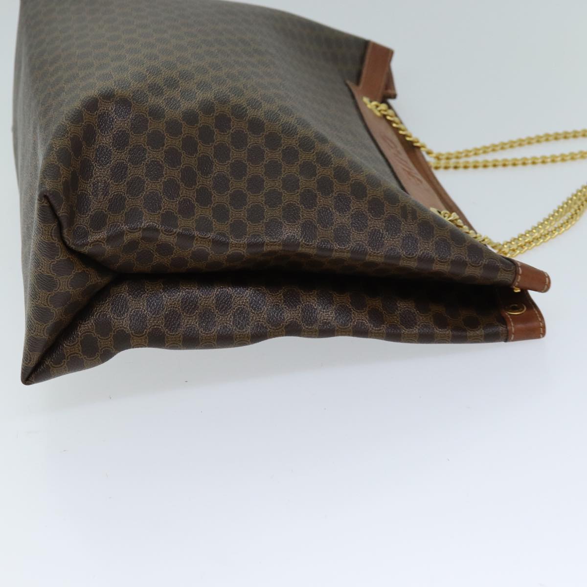 Luxury CELINE Macadam Canvas Chain Tote Bag PVC Brown  ki4403