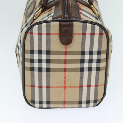 Luxury BurberrySs Nova Check Boston Bag Canvas Beige Auth ki4441