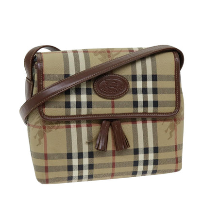 Luxury BurberrySs Nova Check Shoulder Bag PVC Leather Auth ki4534
