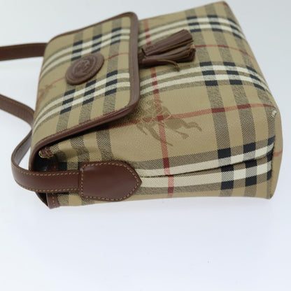 Luxury BurberrySs Nova Check Shoulder Bag PVC Leather Auth ki4534