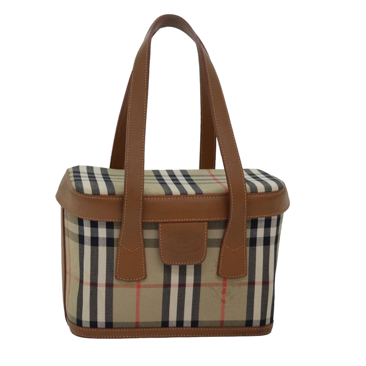 Luxury BurberrySs Nova Check Hand Bag Canvas Beige Auth ki4571