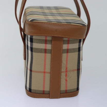 Luxury BurberrySs Nova Check Hand Bag Canvas Beige Auth ki4571