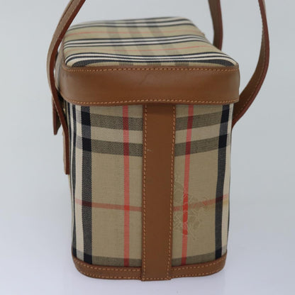 Luxury BurberrySs Nova Check Hand Bag Canvas Beige Auth ki4571