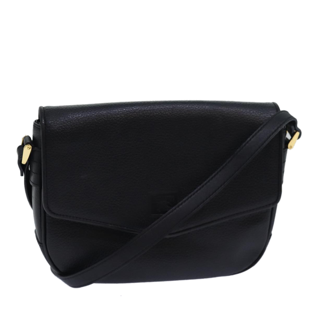 Luxury BurberrySs Shoulder Bag Leather Black Auth ki4643