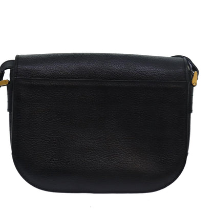 Luxury BurberrySs Shoulder Bag Leather Black Auth ki4643