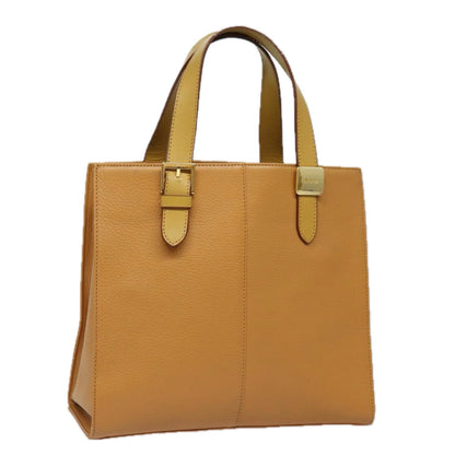 Luxury BurberrySs Nova Check Hand Bag Leather Beige Auth ki4691