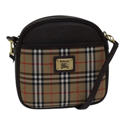 Luxury BurberrySs Nova Check Shoulder Bag Canvas Beige Brown Auth ki4917A