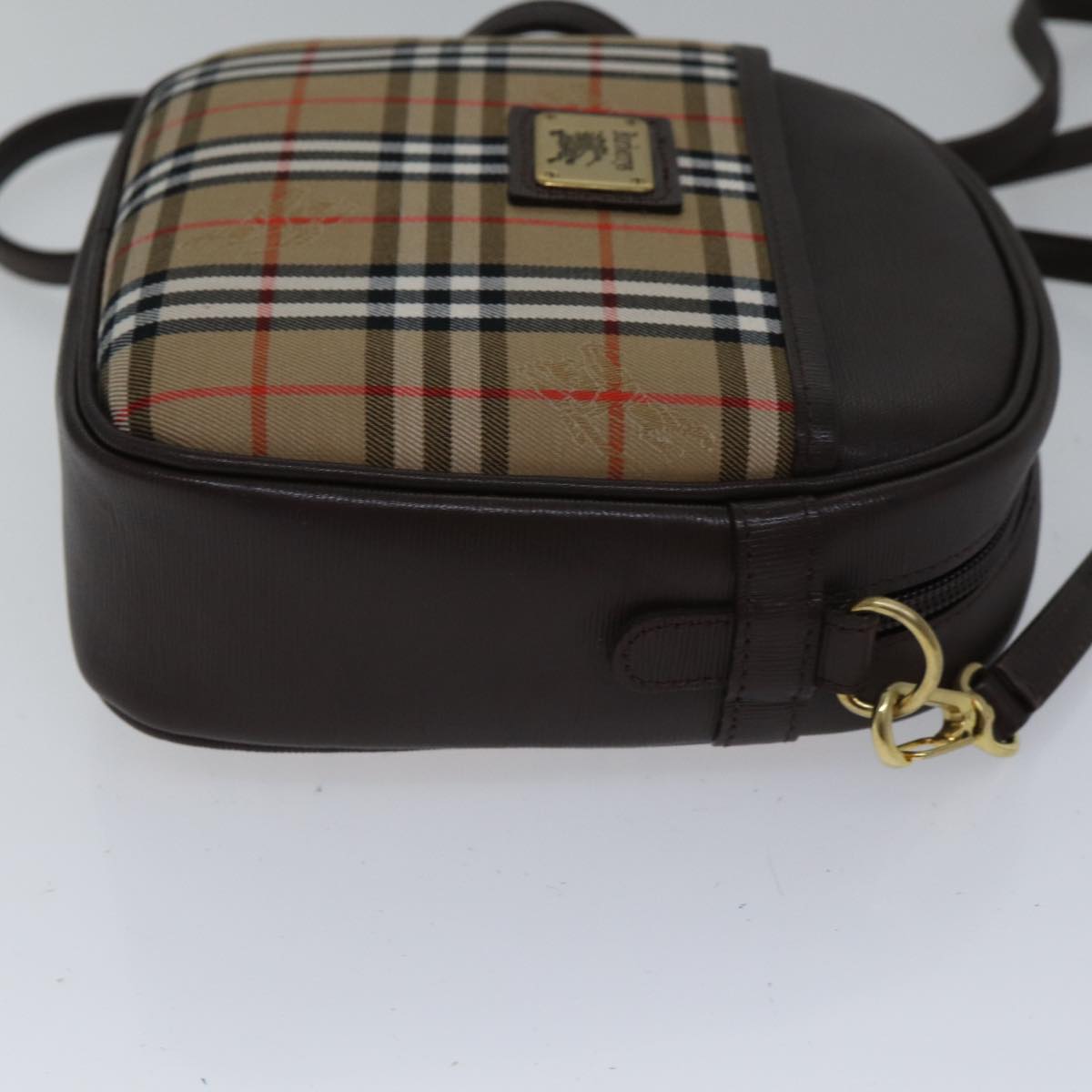 Luxury BurberrySs Nova Check Shoulder Bag Canvas Beige Brown Auth ki4917A