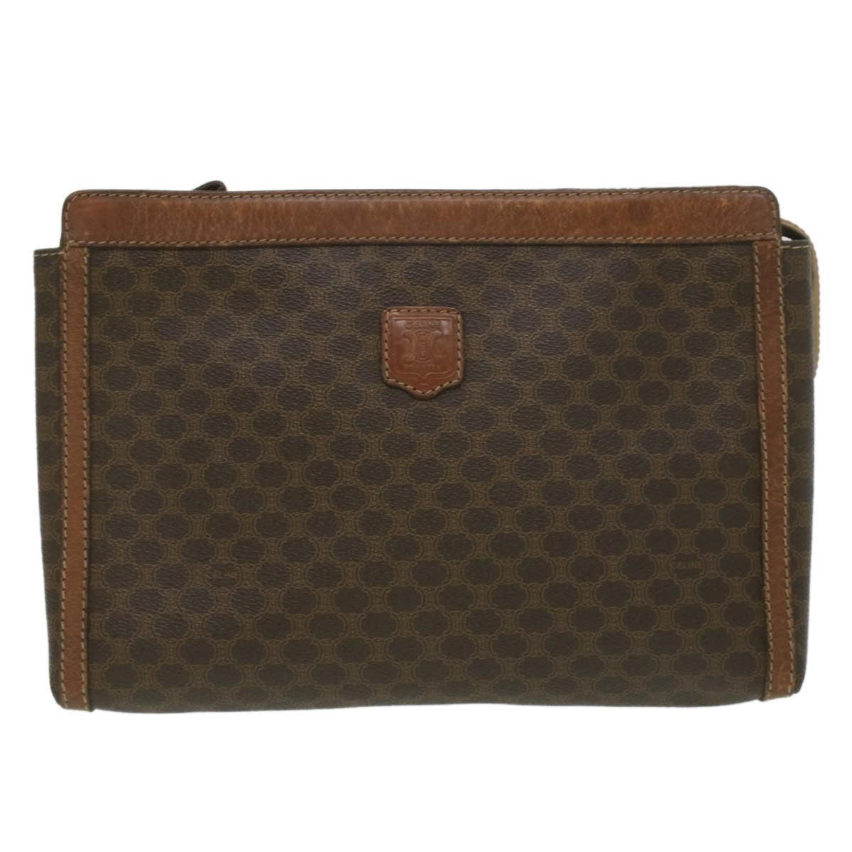 Luxury CELINE Macadam Canvas Coin Purse Clutch Bag PVC Leather 2Set Brown  kk159