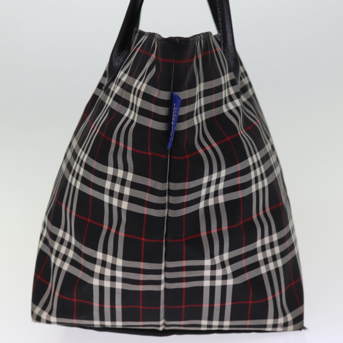 Luxury BurberrySs Nova Check Blue Label Tote Bag Nylon Black Auth kk241