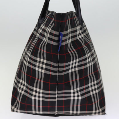 Luxury BurberrySs Nova Check Blue Label Tote Bag Nylon Black Auth kk241