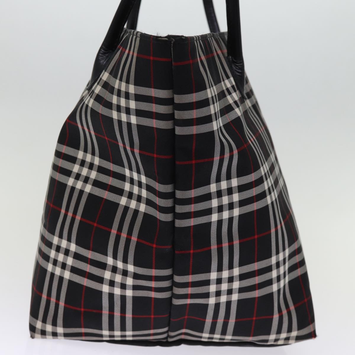 Luxury BurberrySs Nova Check Blue Label Tote Bag Nylon Black Auth kk241