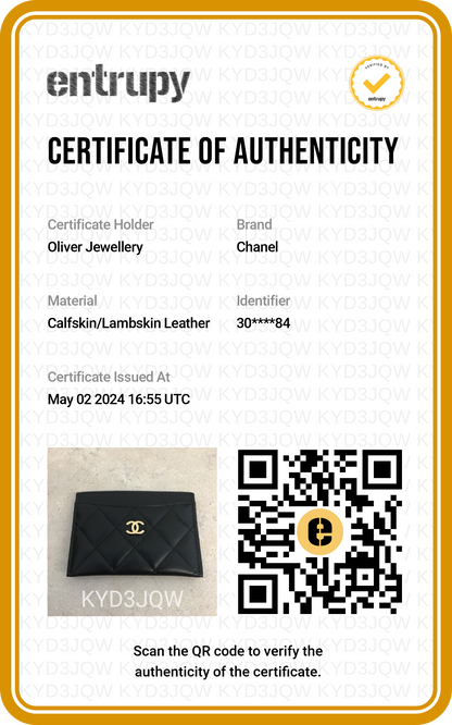 Chanel 2020 Black Caviar Leather Classic Card Holder