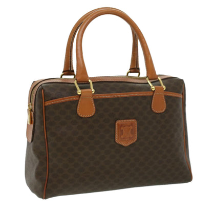 Luxury CELINE Macadam Canvas Hand Bag PVC Leather Brown  lt678