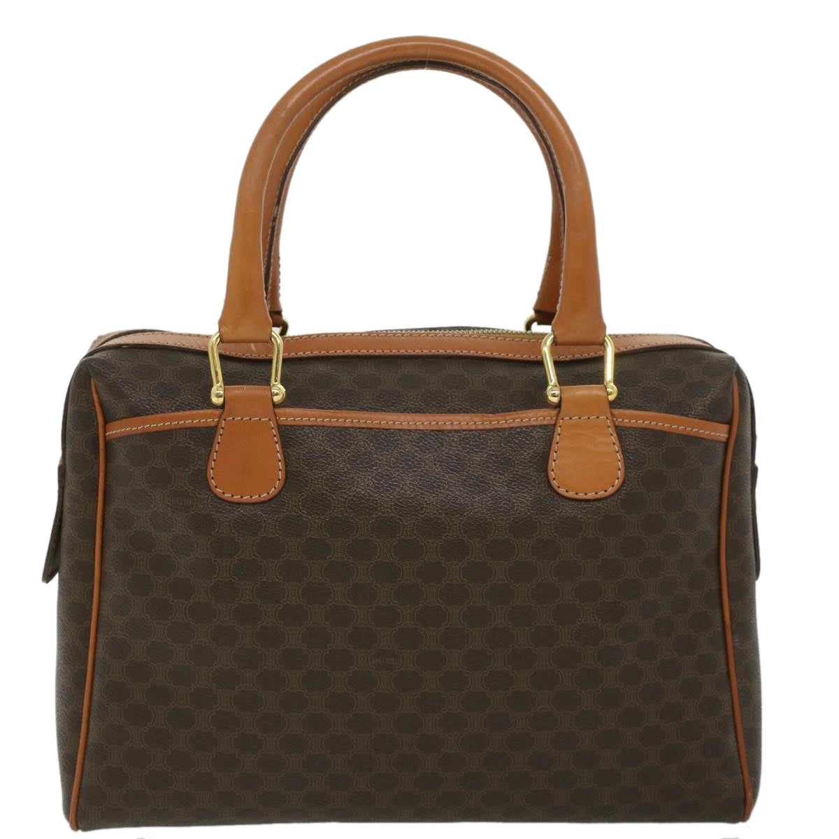 Luxury CELINE Macadam Canvas Hand Bag PVC Leather Brown  lt678
