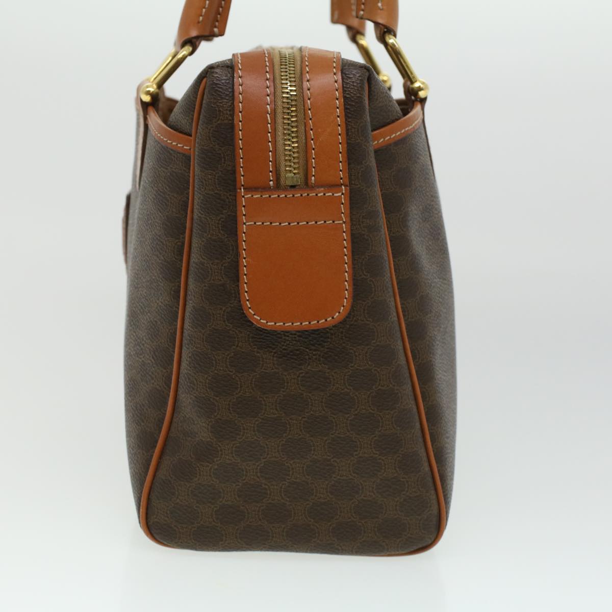 Luxury CELINE Macadam Canvas Hand Bag PVC Leather Brown  lt678
