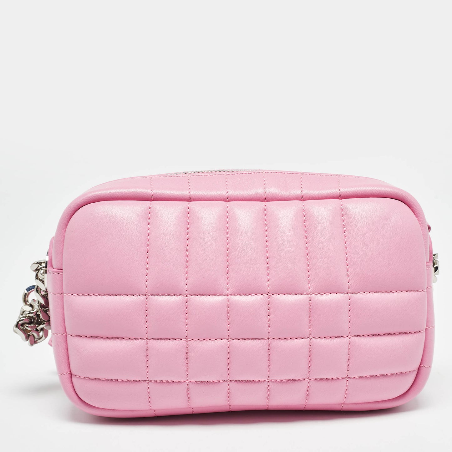 Luxury Burberry Pink Quilted Leather Mini Lola Camera Bag