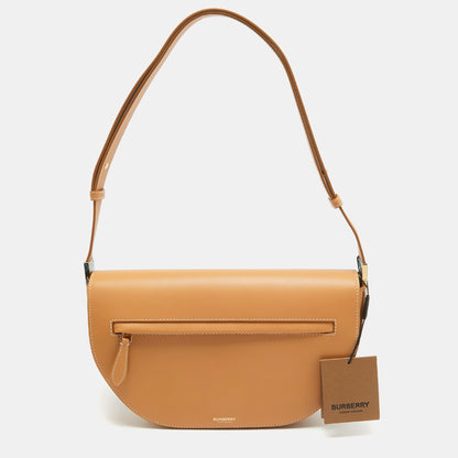 Luxury Burberry Warm Sand Leather Medium Olympia Shoulder Bag